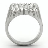 TK940 - High polished (no plating) Stainless Steel Ring with Top Grade Crystal  in Clear