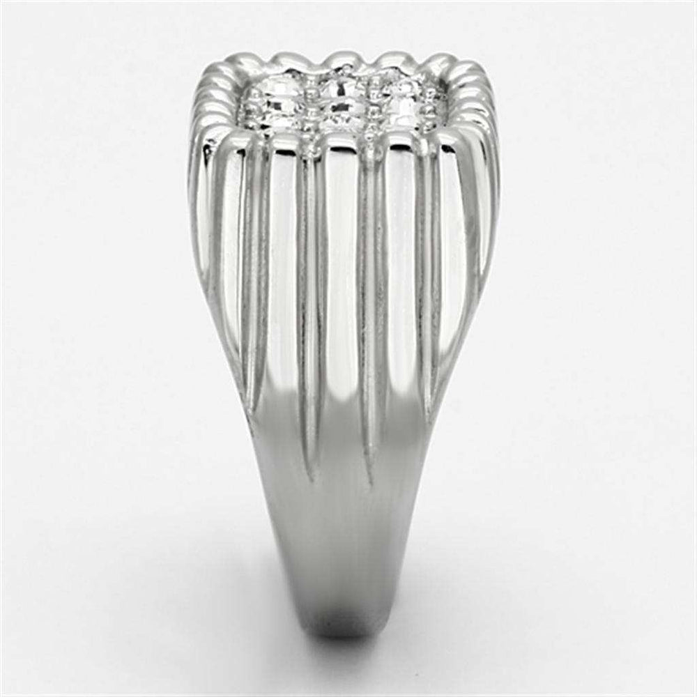 TK940 - High polished (no plating) Stainless Steel Ring with Top Grade Crystal in Clear - Alamode - Flyclothing LLC