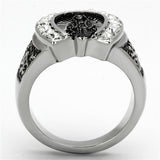 TK942 - High polished (no plating) Stainless Steel Ring with Top Grade Crystal  in Clear - Alamode