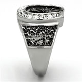 TK942 - High polished (no plating) Stainless Steel Ring with Top Grade Crystal  in Clear - Alamode
