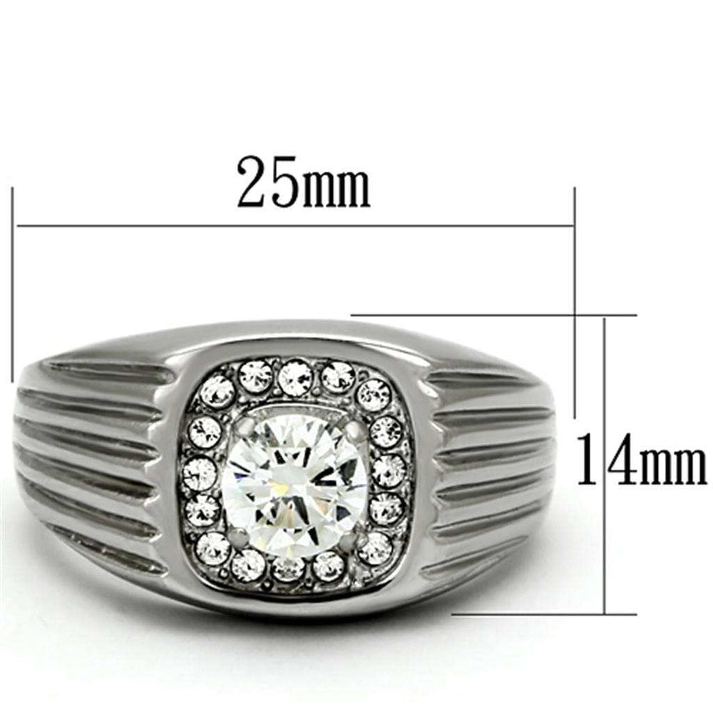 TK943 - High polished (no plating) Stainless Steel Ring with AAA Grade CZ in Clear - Alamode - Flyclothing LLC