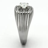 TK943 - High polished (no plating) Stainless Steel Ring with AAA Grade CZ in Clear - Alamode - Flyclothing LLC