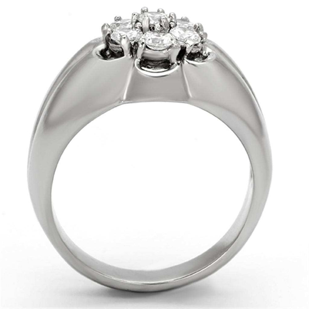 TK944 - High polished (no plating) Stainless Steel Ring with AAA Grade CZ in Clear - Alamode - Flyclothing LLC