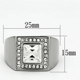 TK945 - High polished (no plating) Stainless Steel Ring with Top Grade Crystal in Clear - Alamode - Flyclothing LLC