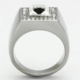 TK945 - High polished (no plating) Stainless Steel Ring with Top Grade Crystal in Clear - Alamode - Flyclothing LLC