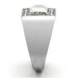 TK945 - High polished (no plating) Stainless Steel Ring with Top Grade Crystal  in Clear - Alamode