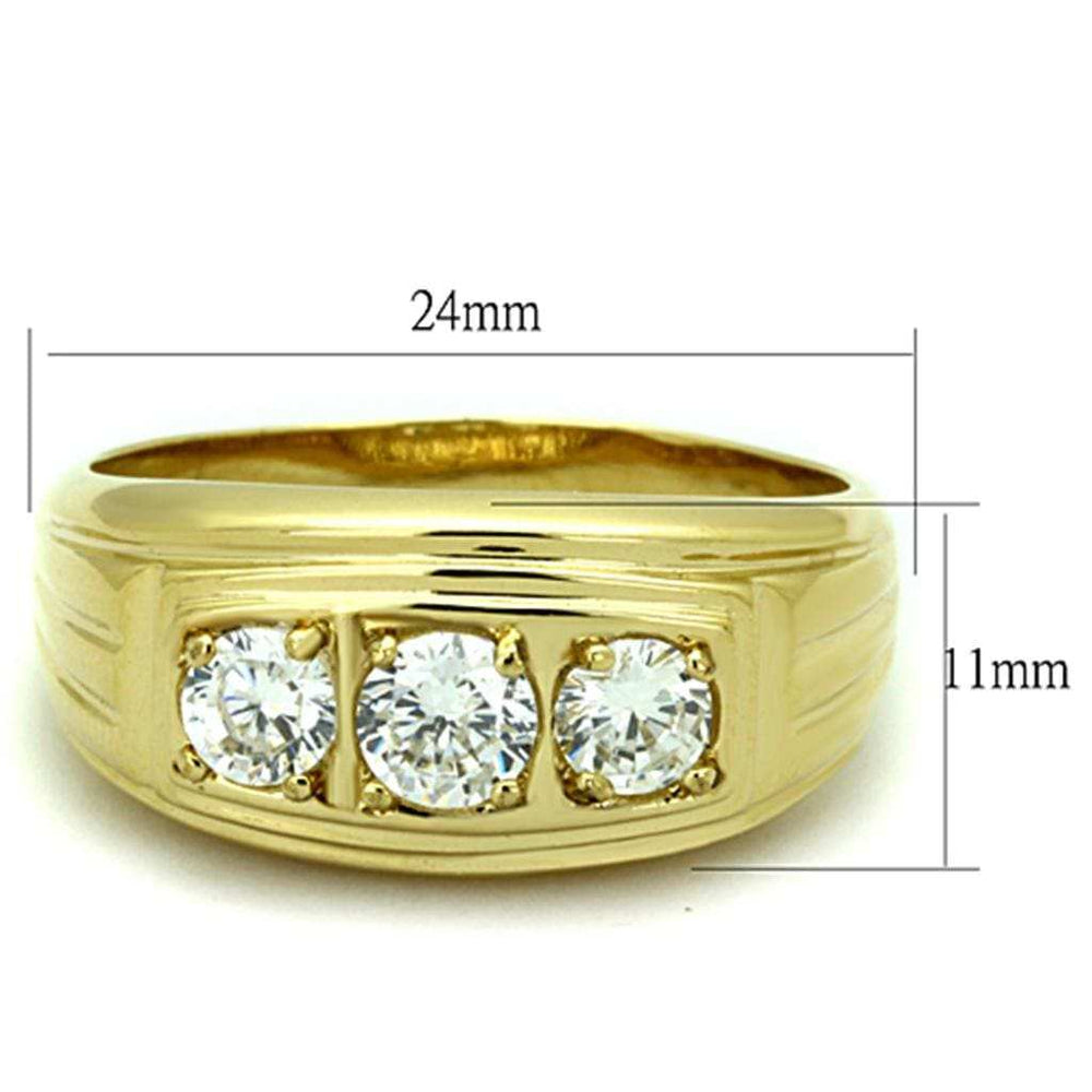 TK946G - IP Gold(Ion Plating) Stainless Steel Ring with AAA Grade CZ in Clear - Alamode - Flyclothing LLC