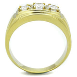 TK946G - IP Gold(Ion Plating) Stainless Steel Ring with AAA Grade CZ  in Clear - Alamode