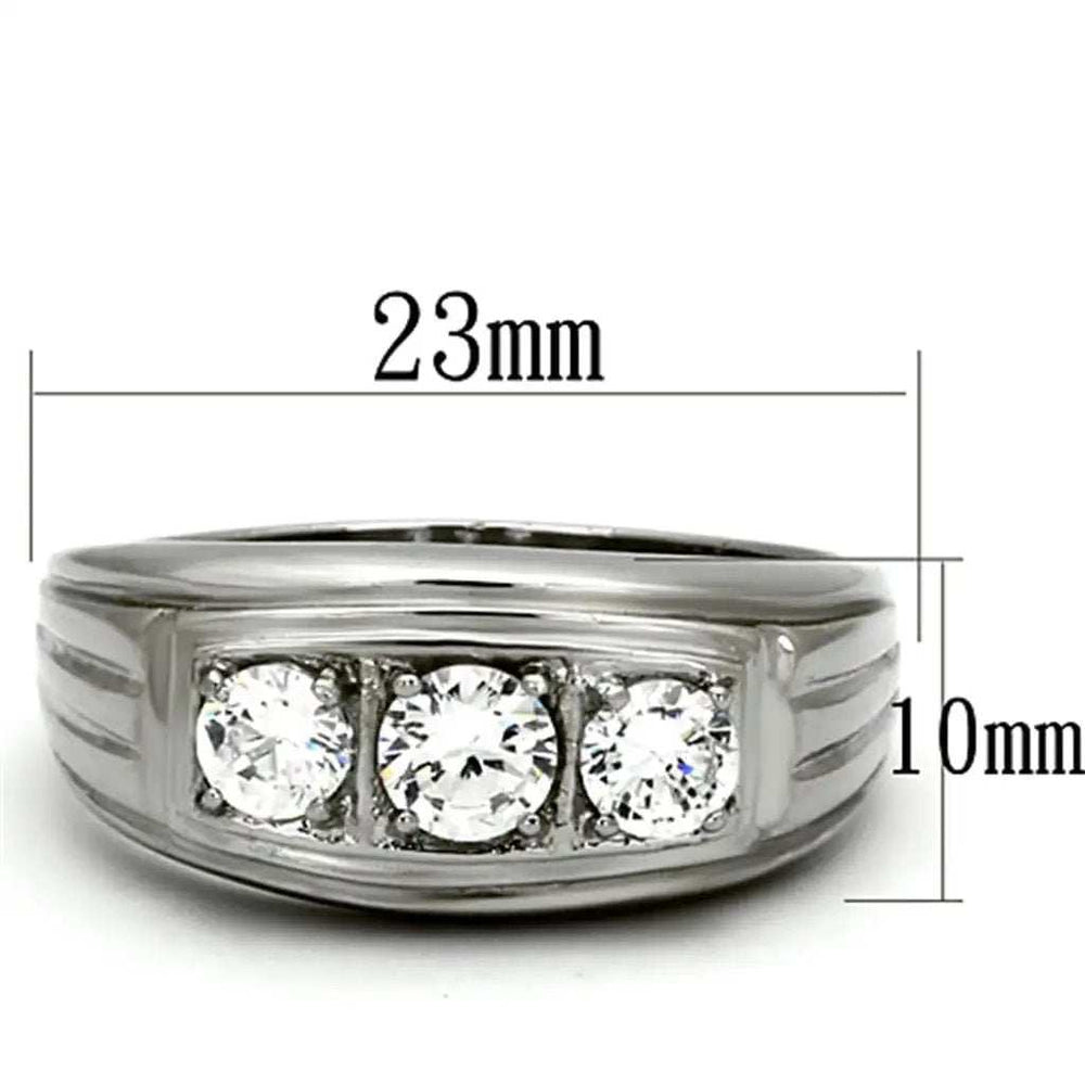 TK946 - High polished (no plating) Stainless Steel Ring with AAA Grade CZ in Clear - Alamode - Flyclothing LLC