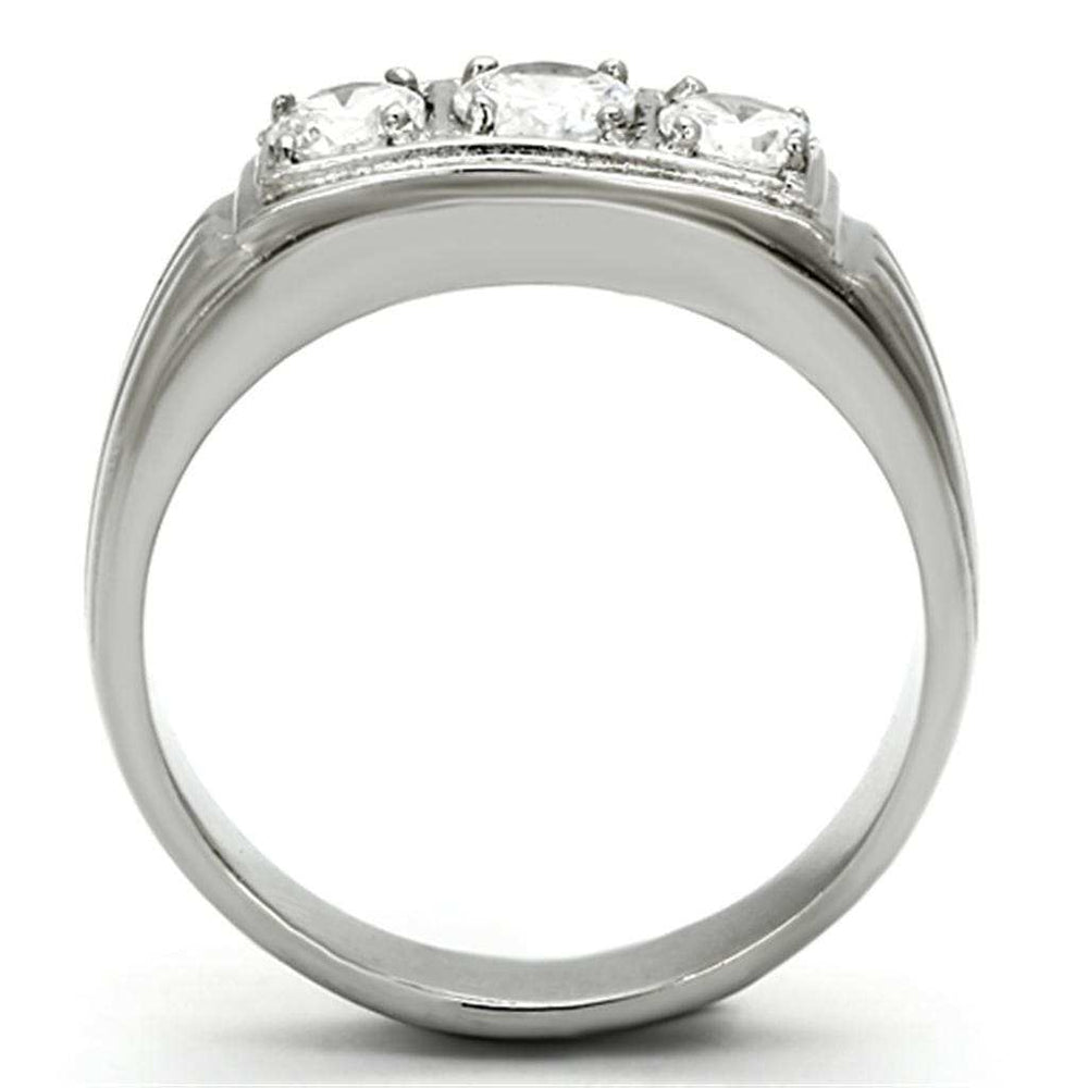 TK946 - High polished (no plating) Stainless Steel Ring with AAA Grade CZ in Clear - Alamode - Flyclothing LLC