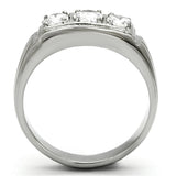 TK946 - High polished (no plating) Stainless Steel Ring with AAA Grade CZ  in Clear - Alamode