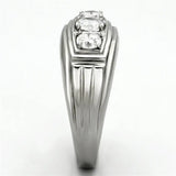 TK946 - High polished (no plating) Stainless Steel Ring with AAA Grade CZ in Clear - Alamode - Flyclothing LLC
