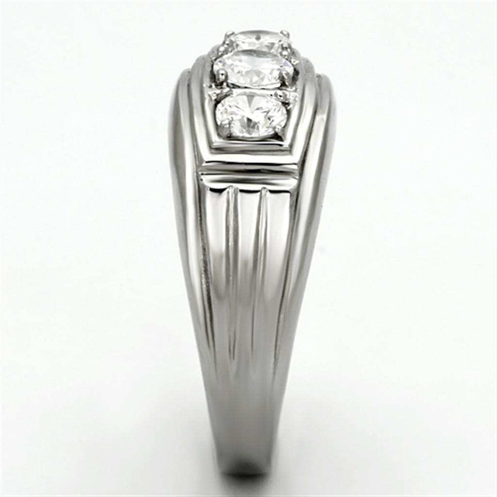 TK946 - High polished (no plating) Stainless Steel Ring with AAA Grade CZ in Clear - Alamode - Flyclothing LLC