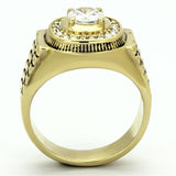 TK948G - IP Gold(Ion Plating) Stainless Steel Ring with AAA Grade CZ  in Clear - Alamode