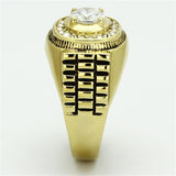 TK948G - IP Gold(Ion Plating) Stainless Steel Ring with AAA Grade CZ  in Clear