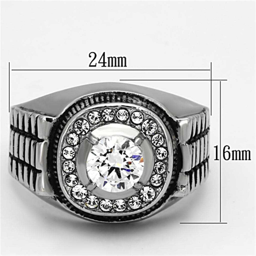 TK948 - High polished (no plating) Stainless Steel Ring with AAA Grade CZ in Clear - Alamode - Flyclothing LLC