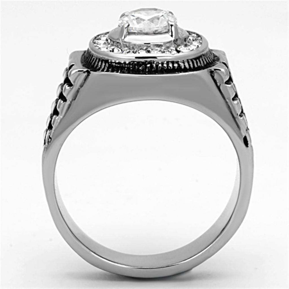 TK948 - High polished (no plating) Stainless Steel Ring with AAA Grade CZ in Clear - Alamode - Flyclothing LLC