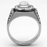 TK948 - High polished (no plating) Stainless Steel Ring with AAA Grade CZ  in Clear - Alamode
