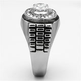TK948 - High polished (no plating) Stainless Steel Ring with AAA Grade CZ  in Clear - Alamode
