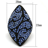 TK949 - IP Black(Ion Plating) Stainless Steel Ring with Top Grade Crystal in Sapphire - Alamode - Flyclothing LLC