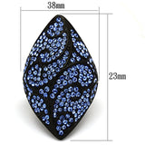TK949 - IP Black(Ion Plating) Stainless Steel Ring with Top Grade Crystal  in Sapphire - Alamode