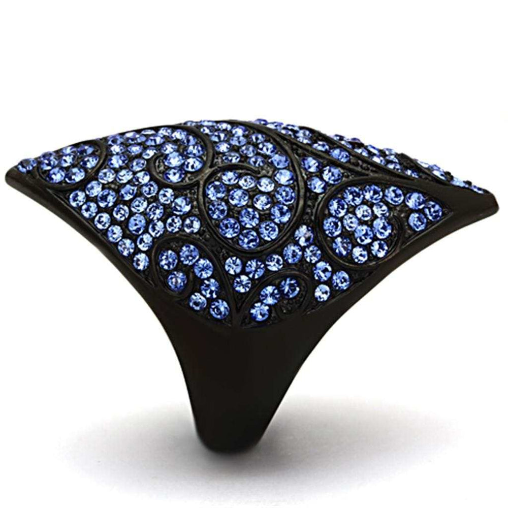 TK949 - IP Black(Ion Plating) Stainless Steel Ring with Top Grade Crystal in Sapphire - Alamode - Flyclothing LLC