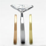 TK964 - Three Tone IPÃ¯Â¼Ë†IP Gold & IP Rose Gold & High Polished) Stainless Steel Ring with AAA Grade CZ  in Clear - Alamode
