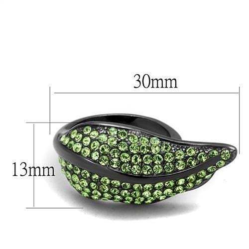 TK985LJ - IP Light Black (IP Gun) Stainless Steel Ring with Top Grade Crystal in Peridot - Alamode - Flyclothing LLC