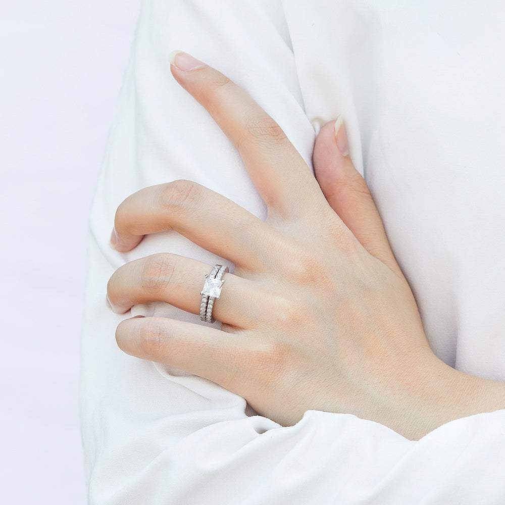 The Emma - Silver Wedding Ring Set - VG Rings - Flyclothing LLC