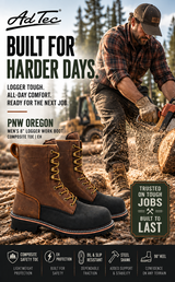 AdTec PNW Oregon Men's 8" Logger Boot – Brown/Black | TN1002 - AdTec - Flyclothing LLC