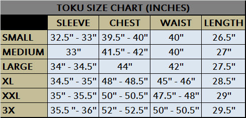 Toku Size Chart
