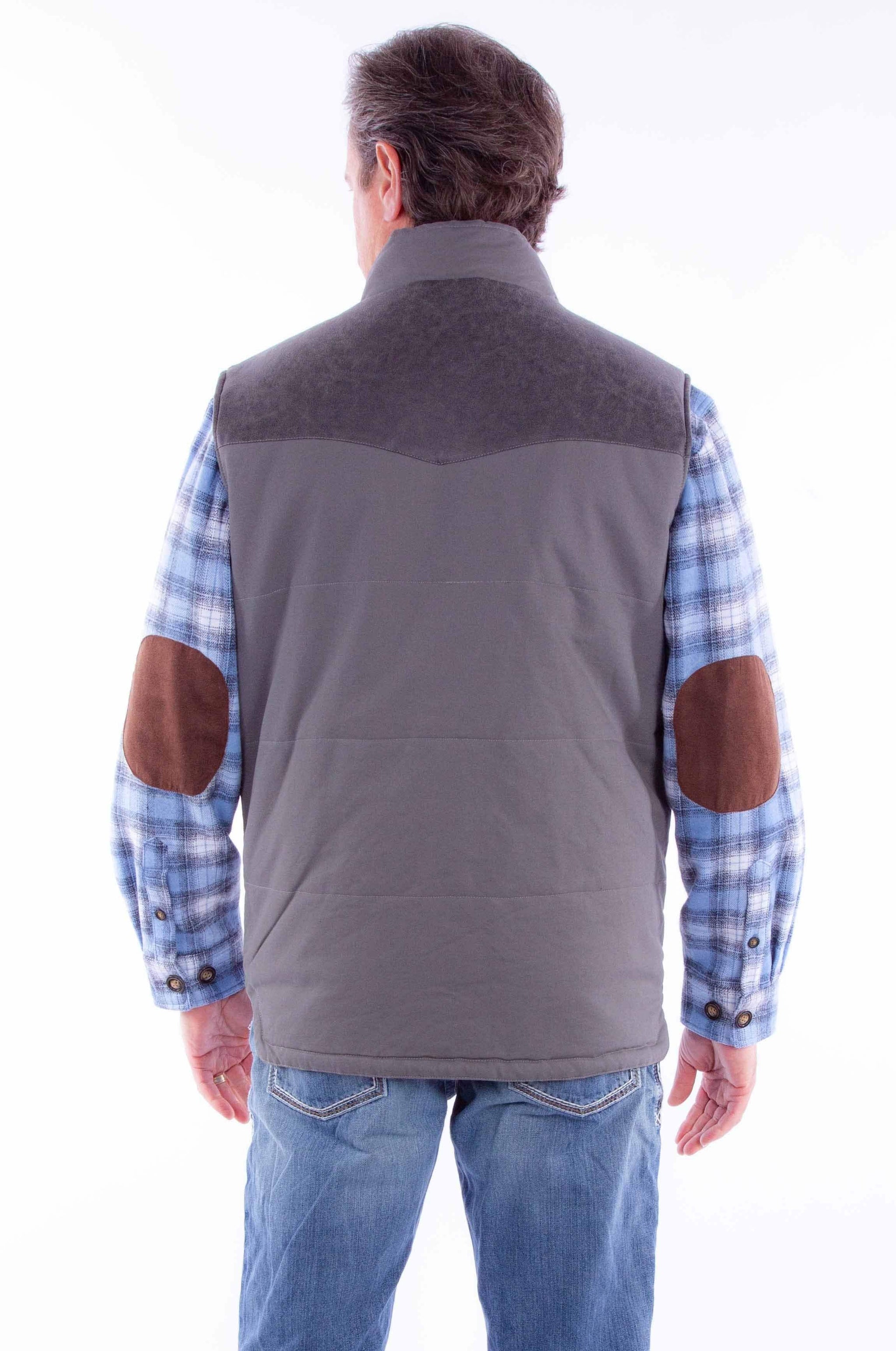 Scully Leather Charcoal Canvas Vest W/Quilted Plaid Lining - Scully Leather - Flyclothing LLC
