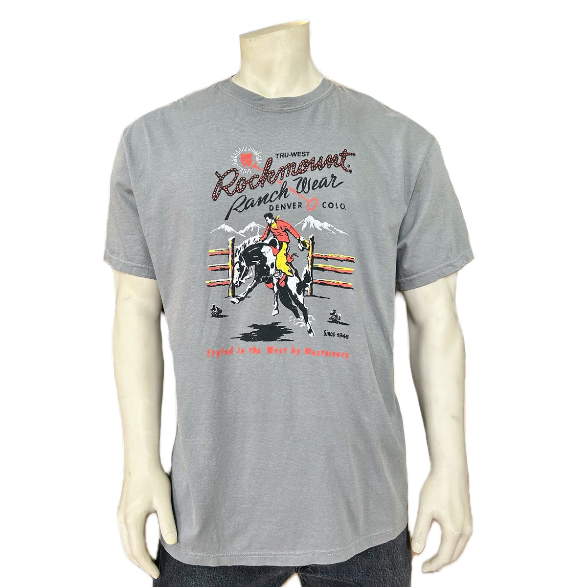 Rockmount Men's Charcoal Bronc 100% Cotton Western T-Shirt - Rockmount Clothing - Flyclothing LLC