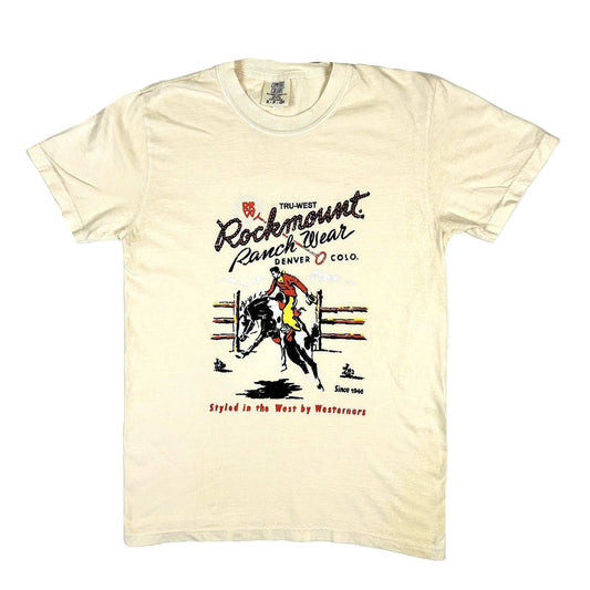 Rockmount Ranch Ware Men's Cream Rockmount Bronc 100% Cotton Western T-Shirt - Rockmount Clothing - Flyclothing LLC