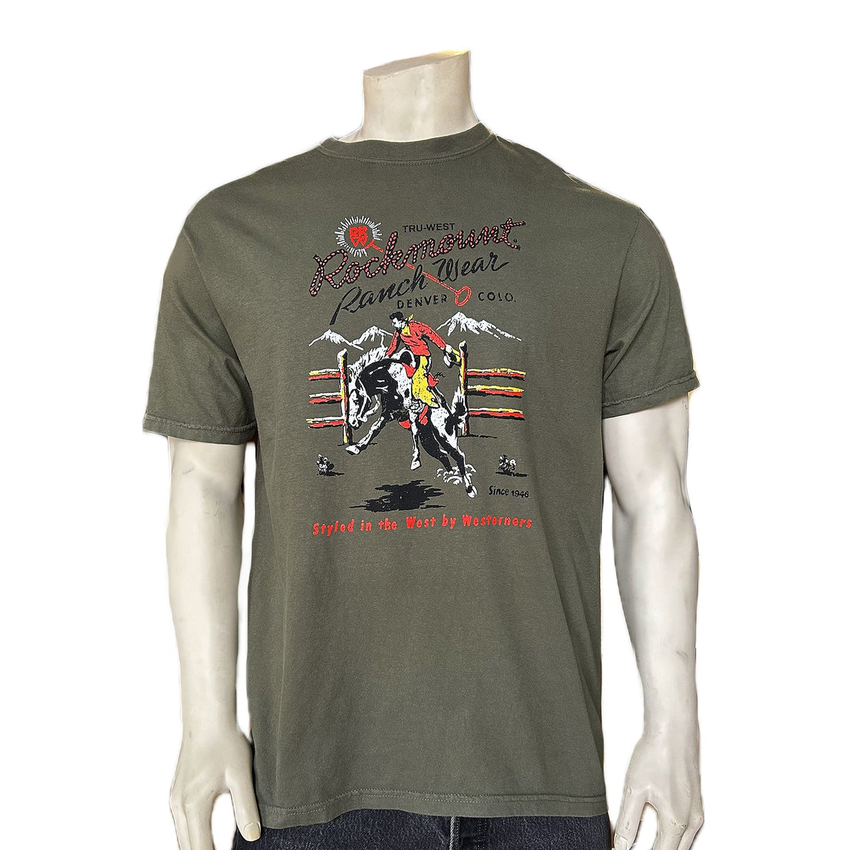 Rockmount Men's Green Bronc 100% Cotton Western T-Shirt - Rockmount Clothing - Flyclothing LLC