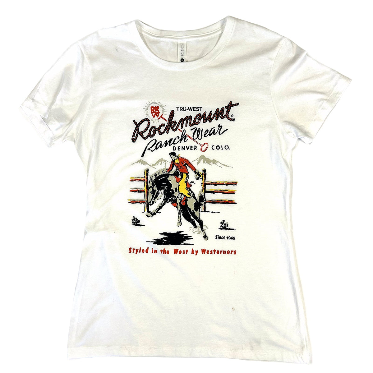Rockmount Women's White Bronc Western T-Shirt - Rockmount Clothing - Flyclothing LLC