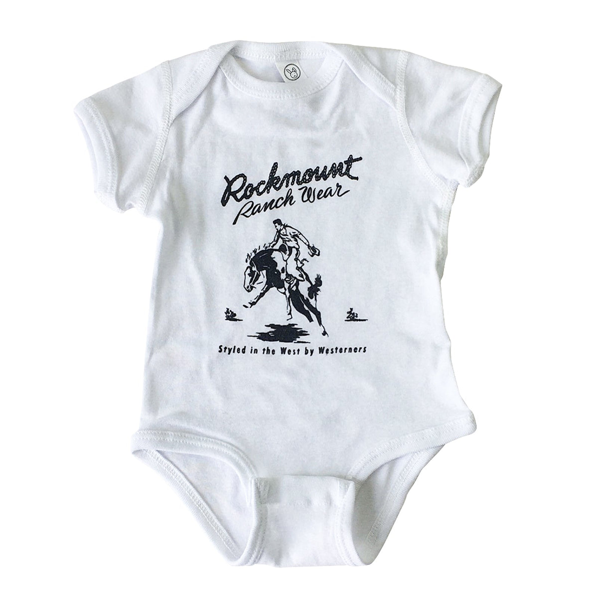 Rockmount Baby White Bronc 100% Cotton Western Onesie - Rockmount Clothing - Flyclothing LLC