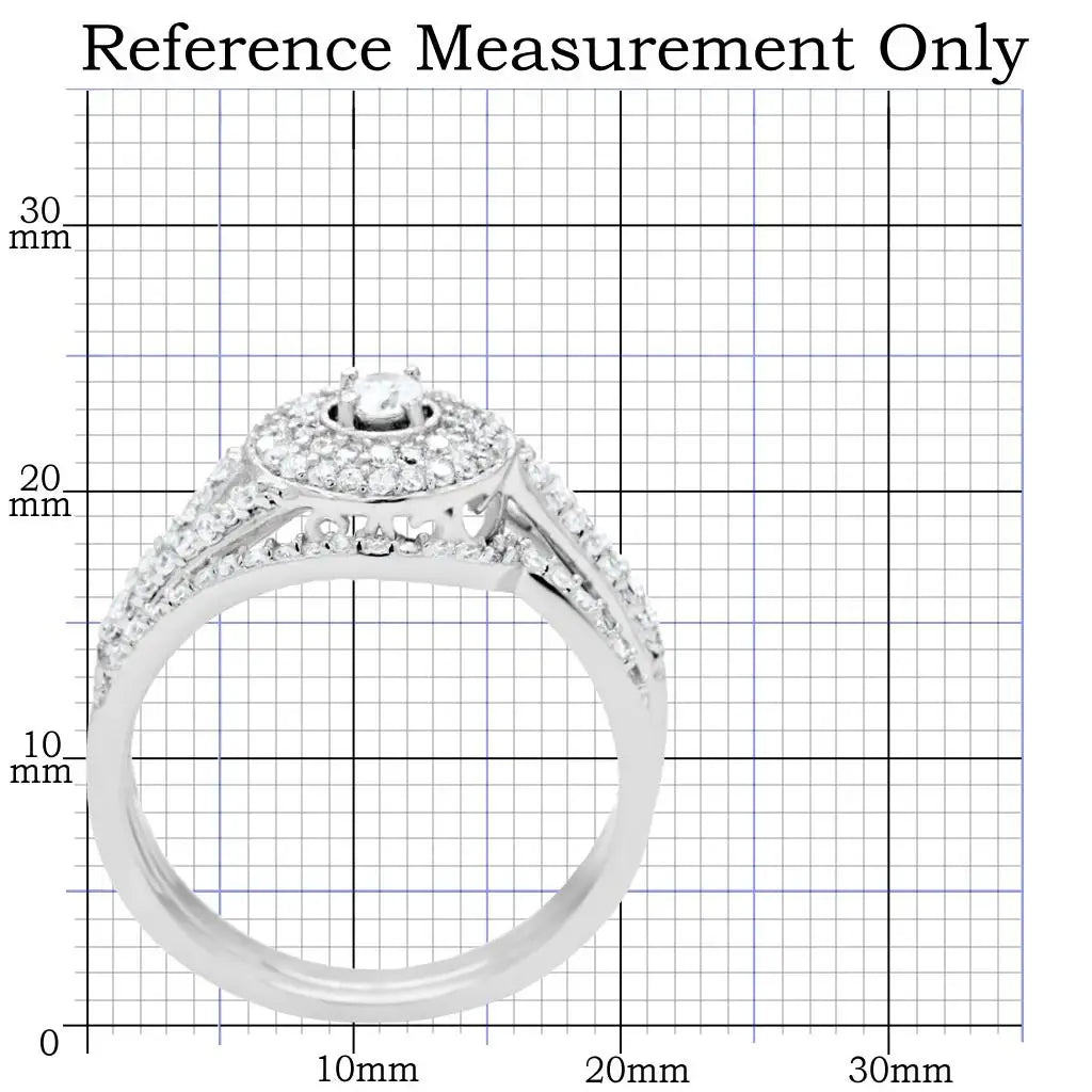TS001 - Rhodium 925 Sterling Silver Ring with AAA Grade CZ in Clear - Alamode - Flyclothing LLC