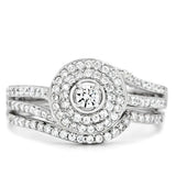 TS001 - Rhodium 925 Sterling Silver Ring with AAA Grade CZ in Clear - Alamode - Flyclothing LLC