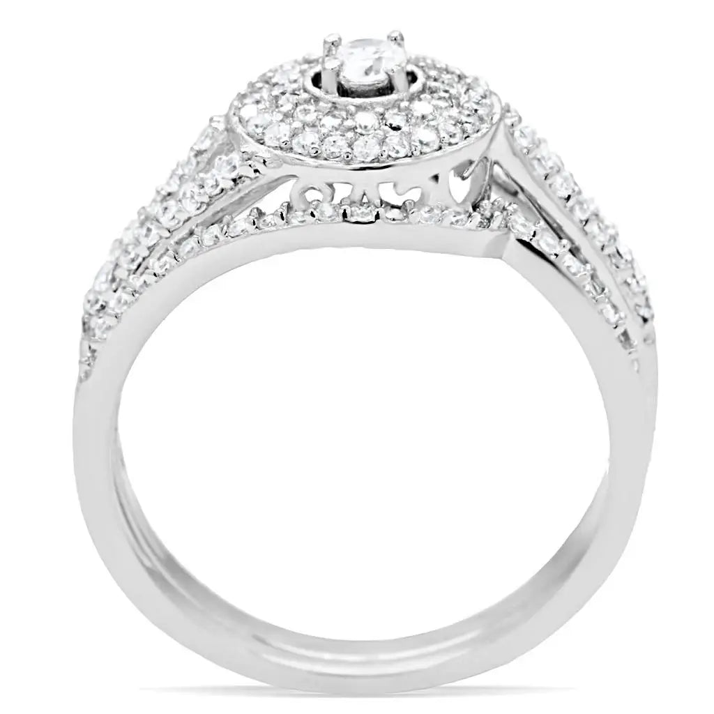 TS001 - Rhodium 925 Sterling Silver Ring with AAA Grade CZ in Clear - Alamode - Flyclothing LLC