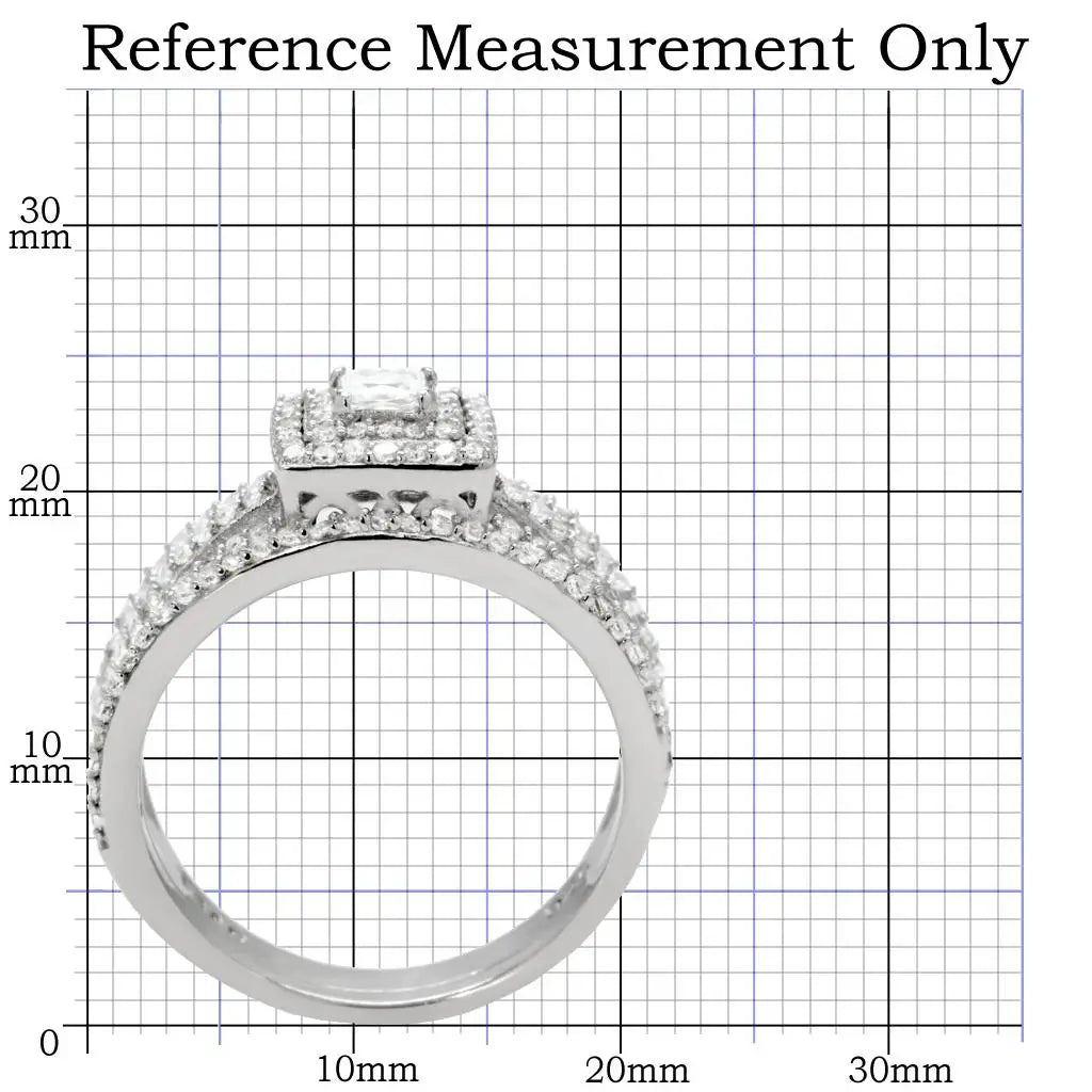 TS003 - Rhodium 925 Sterling Silver Ring with AAA Grade CZ in Clear - Alamode - Flyclothing LLC