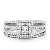 TS003 - Rhodium 925 Sterling Silver Ring with AAA Grade CZ in Clear - Alamode - Flyclothing LLC