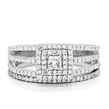 TS003 - Rhodium 925 Sterling Silver Ring with AAA Grade CZ  in Clear - Alamode