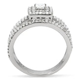 TS003 - Rhodium 925 Sterling Silver Ring with AAA Grade CZ in Clear - Alamode - Flyclothing LLC