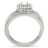 TS003 - Rhodium 925 Sterling Silver Ring with AAA Grade CZ  in Clear - Alamode