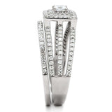 TS003 - Rhodium 925 Sterling Silver Ring with AAA Grade CZ in Clear - Alamode - Flyclothing LLC