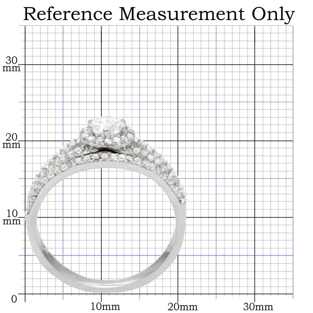 TS004 - Rhodium 925 Sterling Silver Ring with AAA Grade CZ in Clear - Alamode - Flyclothing LLC