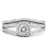 TS004 - Rhodium 925 Sterling Silver Ring with AAA Grade CZ in Clear - Alamode - Flyclothing LLC