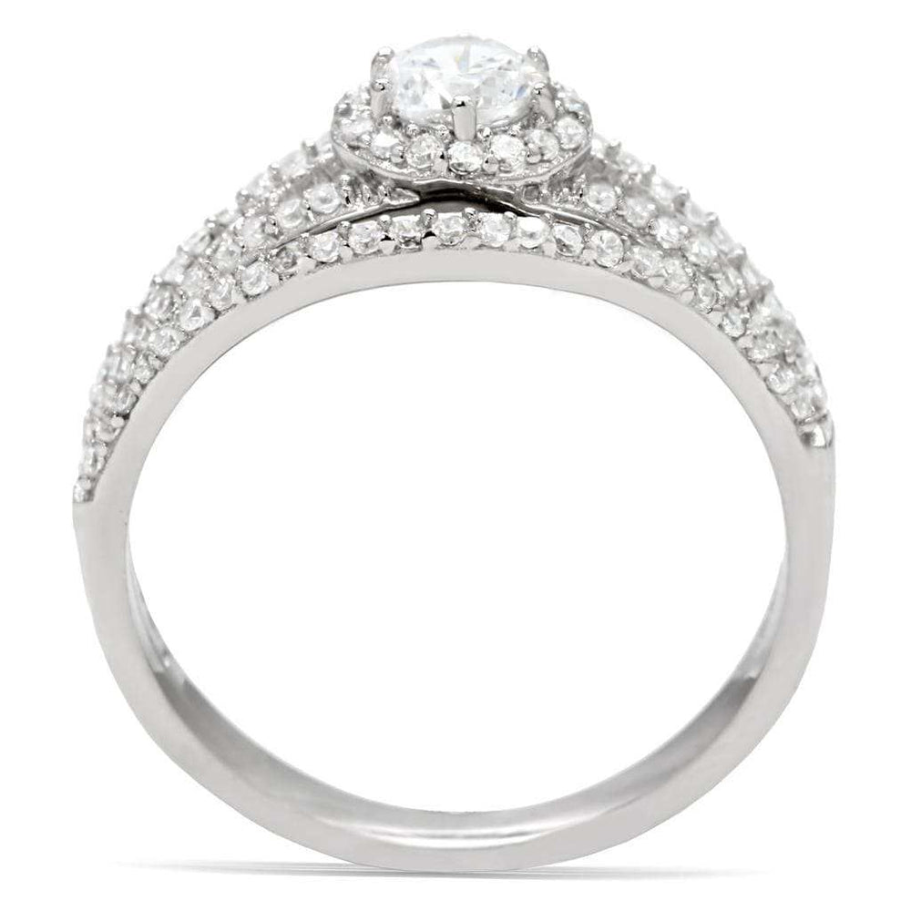 TS004 - Rhodium 925 Sterling Silver Ring with AAA Grade CZ in Clear - Alamode - Flyclothing LLC