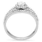 TS004 - Rhodium 925 Sterling Silver Ring with AAA Grade CZ  in Clear - Alamode